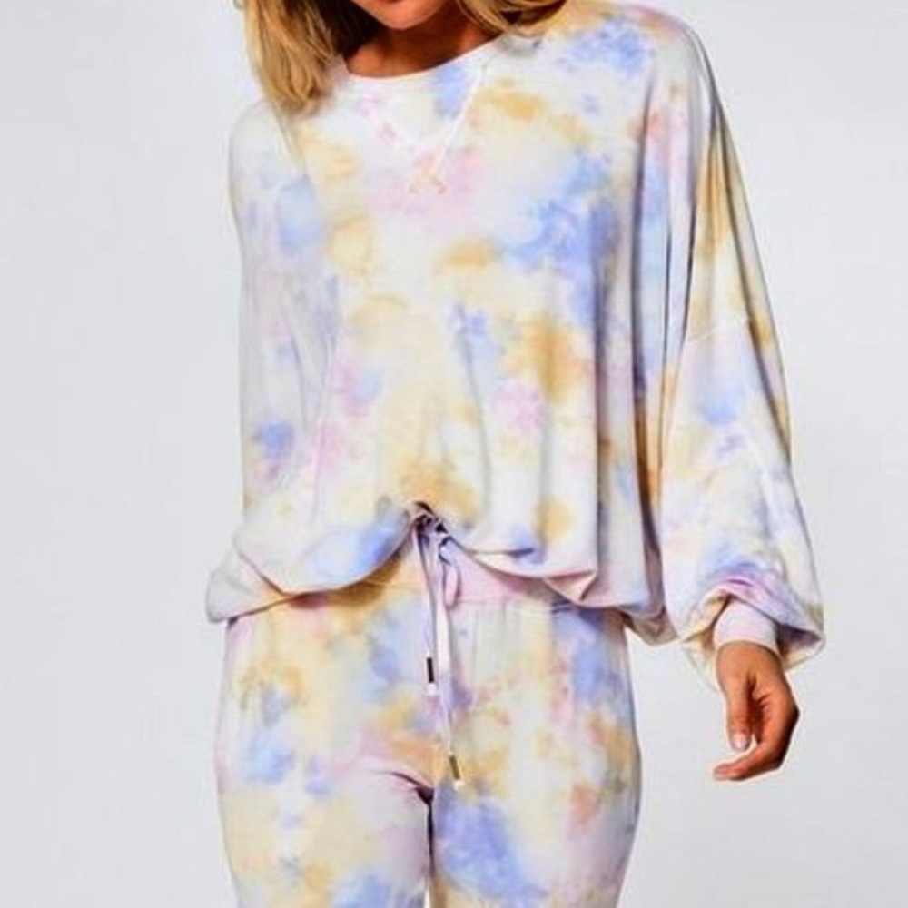 Young Fabulous & Broke Juliette Tie Dye Long Sleeve Crew Neck Sweatshirt